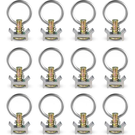 12-piece L-track capacity, 4,000 lb single-fit stud with stainless steel round aluminum keeper cargo