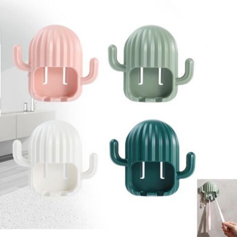 Support Brosse a dent, Porte Brosse à Dents Mural, 4pcs Support de Brosse à Dents étanche Multifonctionnel réutilisable Crochets Auto-adhésifs Mignos, Crochet pour Brosse à Dents, pour Salle de Bain ( (1/5)