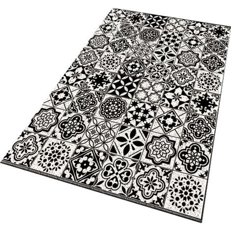 Non-slip shower mat 60x40cm, square bath mat, permeable and breathable mesh backing - black and white checkerboard pattern