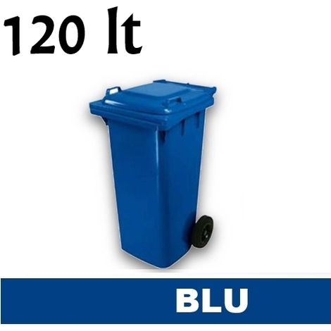 Cassonetto/Pattumiera/Contenitore/Bidone per raccolta rifiuti uso esterno 120lt Blu