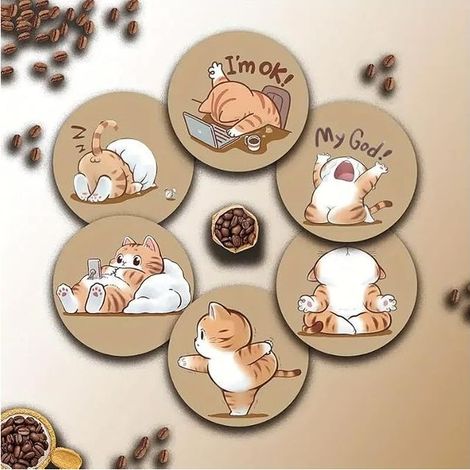 Katzen-Untersetzer für Tassen, Gläser und Becher, Katzen-Dekoration (1/5)