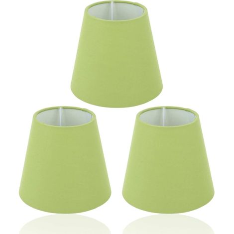 Lot de 3 Abat-jours en Tissu Vert à Pois - Clip E14 - Style Baril Doux - Pour Lampes de Chevet et Lecture - Salon et Chambre (1/5)