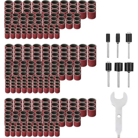 Kit de 307 anneaux de ponçage, mandrin de cylindre de ponçage, anneau de papier de verre, kit de meulage en caoutchouc, accessoires pour meuleuse électrique suspendue (1/4)