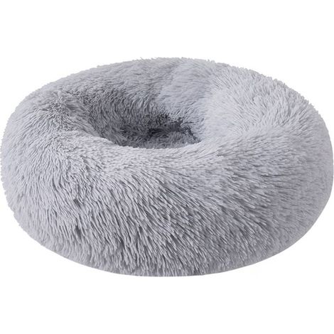 Niche pour chien et chat en peluche ronde pour animal domestique, lit d'hiver pour chien, gris clair, 80 cm (1/5)