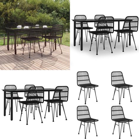 5-tlg. Garten-Essgruppe Schwarz Poly Rattan - Gartenmöbel - Gartenstuhl (1/5)