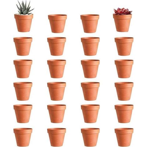 Lot de 12 pots de fleurs en terre cuite avec trou de drainage, réutilisables, pour la décoration intérieure et extérieure (3,5 × 3 cm) (1/5)