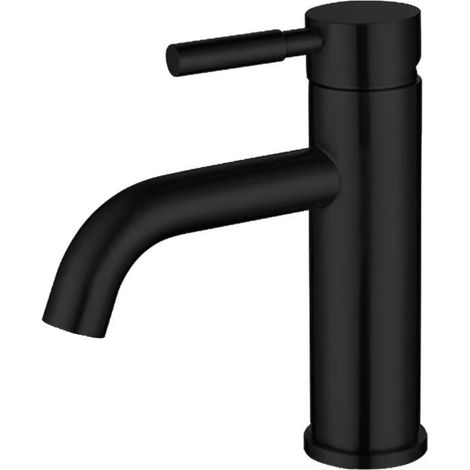 Export-grade 304 stainless steel brushed gold bathroom sink, single-hole washbasin, hot and cold water undermount basin faucet - black curved spout, low-profile [hot and cold water]