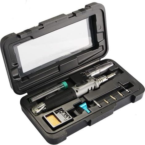 Gaslötset – Tragbarer Lötkolben mit 6 austauschbaren Spitzen – Für Elektronikreparaturen, Schmuckherstellung und Leiterplatten – 10-teilig (1/5)