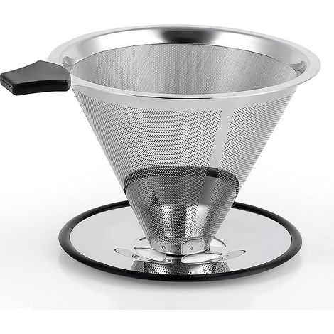 Filtre à café conique en acier inoxydable, pour infusion lente, sans papier et réutilisable, filtre ultra fin. (1/5)