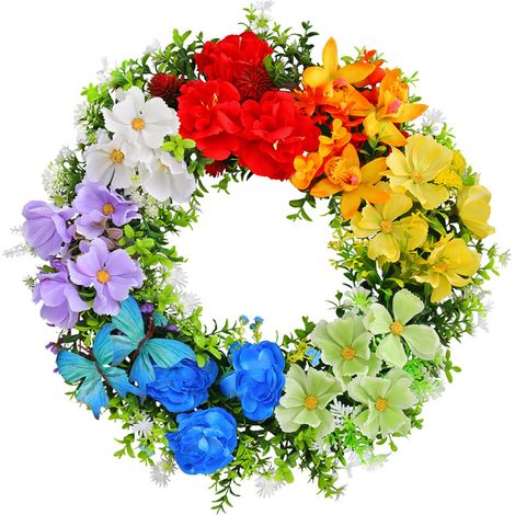 Soavoa Couronne De Fleurs Artificielles Colorées Pour Décoration Murale Mariage Fête Printemps Été (1/4)
