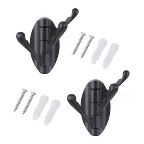 (Noir)Lot de 2 Porte-manteau Mural Pivotant en Acier Inoxydable avec 3 Bras Pliable, Cintre Suspendu/Patère/Porte-Serviette à Rotation 180° (1/5)