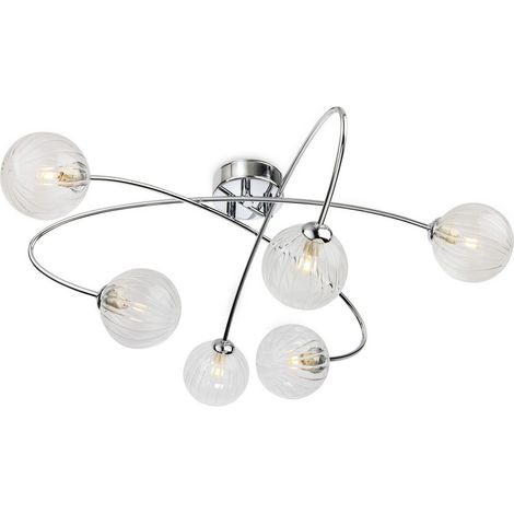 Firstlight Atom Plafonnier encastré Atom 6 lumières chromé avec verre décoratif transparent 6xG9