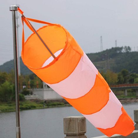 Windsock, Rip-Stop Windsock Red and White Fluorescent Waterproof Thickening Nylon Sock Bag Wind Direction Measurement for Farm and Airport Park Meteorology (0.8 m) (1/5)