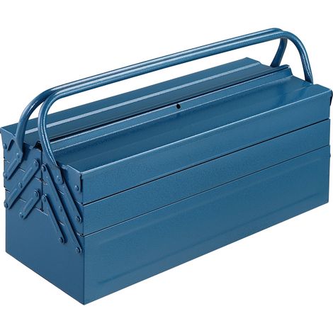 DEUBA® Large Empty Cantilever Tool Box  Big Steel with 5 Compartments  Carry Handle  Garage Organiser Case  Blue  53 x 20 x 20 cm (21 x 8 x 8 Inch) (1/5)