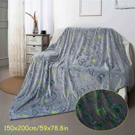 Couverture Luminiscente Dinosaure - Flanelle Microfibre Douce - Pour Enfants - 150 x 200 cm - XL (1/5)
