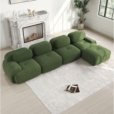 Sofá modular salón de cordón verde sin montaje premium OKMYHOME (1/5)