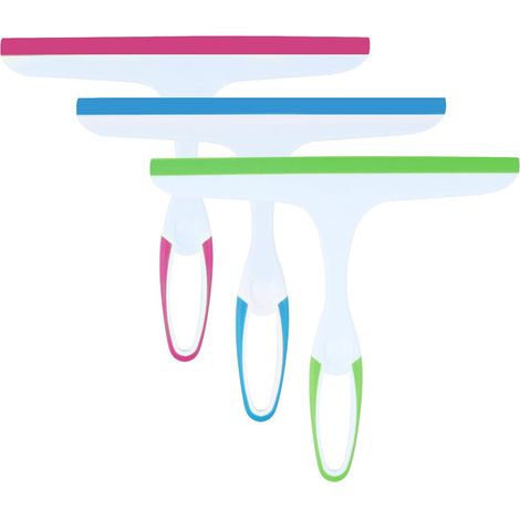 Balai en caoutchouc pour portes vitrées, petite raclette pour cabines de douche en verre et plastique (3 pièces). (1/5)