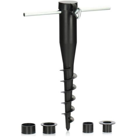 Support de Parasol en Plastique - Manchon de Sol - Base pour parasols - Piquet de Terre - 25 à 45 mm (Noir) (1/5)