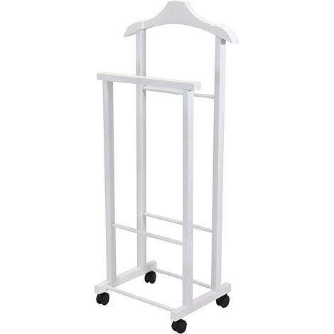 Servomuto appendiabiti Bianco porta abito stiracalzoni indossatore legno servo muto pieghevole appendiabiti per camera da letto vestiti gruccia svuota tasche