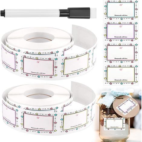 Lot de 500 étiquettes autocollantes pour confitures, étiquettes de conservation, autocollants pour pots de confiture, étiquettes amovibles pour étiquetage de confitures, 50 x 30 mm, étiquettes adhésiv