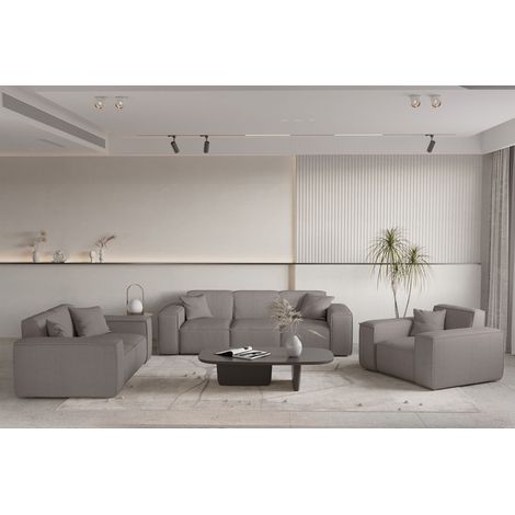 Sofaset Designersofa CELES PREMIUM 3-2-1 in Stoff Scala Taupe (1/5)