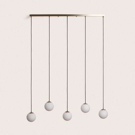 Lampada Sospensione Metallo e Vetro Moonlight Brass 5 Faretti Oro (1/5)
