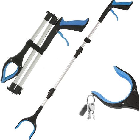 Pince Ramasse Objet 110cm, Outil de Ramassage Pliable aves Mâchoire Antidérapante Rotative à 360°, Pince Telescopique avec Crochet Magnétique, pour Personnes Âgées, Mobilité Réduite (1/5)