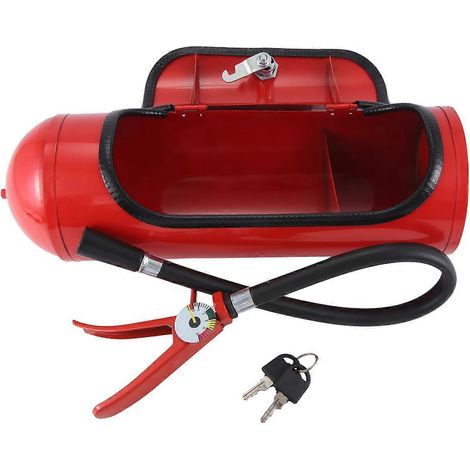 Porte-bouteilles en forme d'extincteur avec serrure et clés, rouge. (1/5)