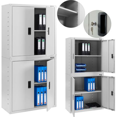 AREBOS Filing Cabinet Office Cabinet Black 180 x 40 x 90 cm 4 Doors Height-Adjustable Shelves with Cylinder Lock