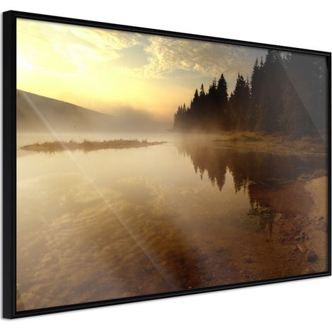 Affiche Murale Encadrée "Fog Over the Water" 45 x 30 cm Noir