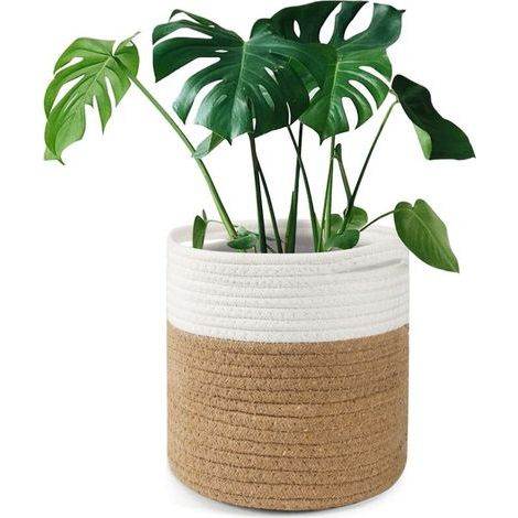 20cm Flower Pot with Liner, Cotton Woven Storage Basket Plant Pot for Indoor Plants, Home Decoration (20cm x 20cm)