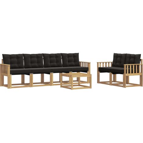 Set di divani da esterno con cuscino 7 pcs Bianco e Nero vidaXL (1/5)