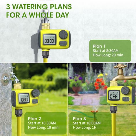 Minuteur d'arrosage automatique de jardin contrôleur de vannes de timing intelligent support fonctions de et réglage de durée (1/5)