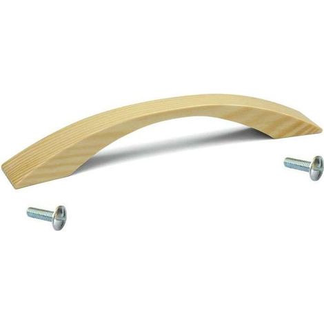 Tirador de madera de pino lacada, 128 mm de distancia entre centros, 175 mm de largo, 27 mm de alto, con tornillos. Para armarios, puertas de cocina, roperos, cajones, aparadores y cómodas. (1/2)