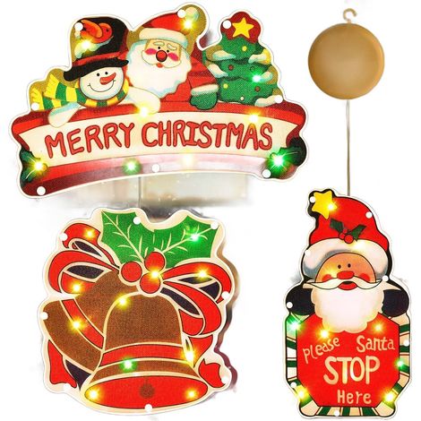 3 bunte LED-Weihnachtsfensterlichter, batteriebetrieben (1/5)