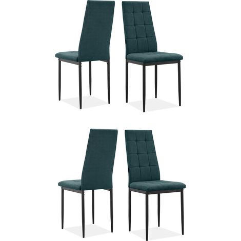 Becca-Chaise de salle à manger en tissu vert foncé Pack de 4 (1/5)