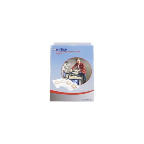 Lot de 4 sacs pour aspirateur Multi II 22/30 – Accessoire compatible NILFISK – Sac en matériau filtrant haute efficacité – Pour poussières fines