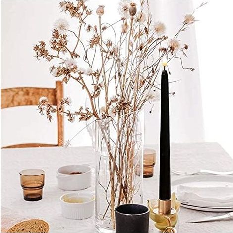 GROOFOO 6 Pièces Séries Bougies Coniques Noires Sans Flamme Scintillantes avec Minuterie à Distance à 10 Touches,Bougies de Fenêtre de Chandeliers à Led à Piles (1/4)