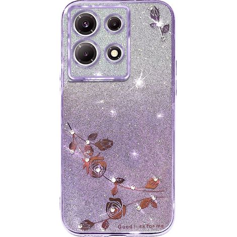 Custodia per Infinix Note 30 Pro 4G, fiore glitterato, viola (1/3)