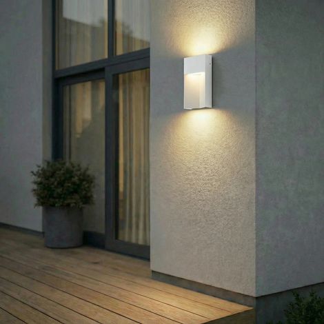 [GEBRAUCHT] B-Ware Kaholo LED-Außenwandleuchte eckig Aluminium IP44 hellgrau Gartenlampe Leuchte (1/2)