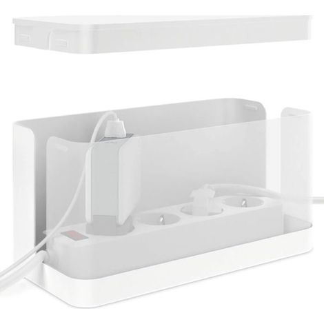 Boîte de rangement pour câbles – Moyenne (23,5 x 12 x 11,5 cm), cache-multiprise, boîte de rangement pour câbles, boîte pour multiprise – Blanche (1/5)