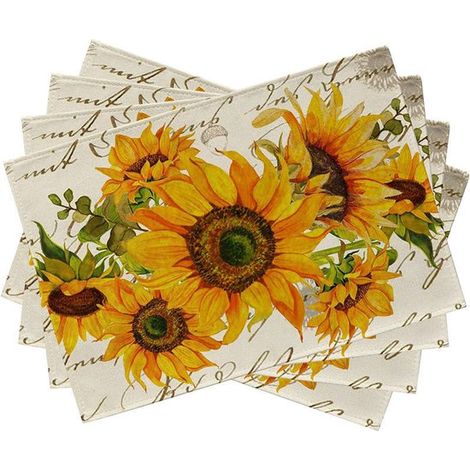 Juego de manteles individuales de verano (4 piezas), manteles individuales de temporada de 3045 cm con flores silvestres y motivos primaverales (1/5)