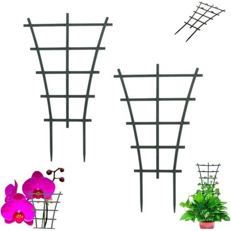 2 piezas, Enrejado para plantas, Enrejado para plantas de exterior, Maceta para balcón, Poste de montaje, Mini pérgola pequeña para exteriores (1/5)