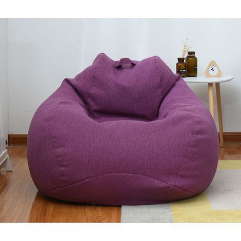 Housse pour pouf - Housse en coton et lin 100x120cm (violet) - Fermeture éclair