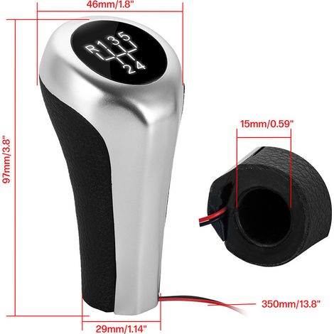 Suitable for BMW 1 Series, 3 Series and 5 Series vehicles, illuminated 5/6-speed gear knob, gear lever and gear ball accessories, 5-speed white light, one pack. (1/4)