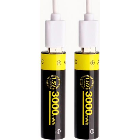 Rechargeable Lithium AA Batteries 1.5 V Charger with 4 High Capacity Batteries 3000 mWh - Fast Charging 2H - Long Lasting 10 Years 1300 Cycles Constant Output Mice Keyboards Game Controllers (1/5)