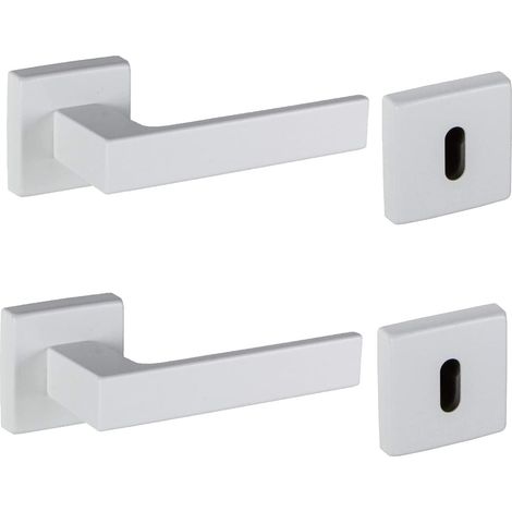 Maniglia Porta Interna Quadra Quadrata Bianca