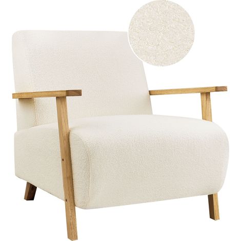 Poltrona moderna retrò con braccioli Beige chiaro Boucle Lesja
