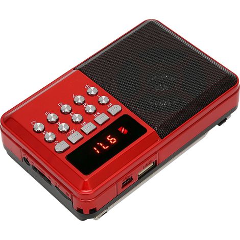Radio portable AM/FM avec lecteur MP3 et carte mémoire, fonctionne sur piles, ergonomique, avec antenne externe. (1/5)