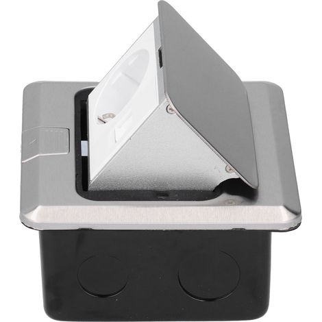 Erdungsstecker EU-Standard Edelstahl-Bodeneinbaudose mit Installationswerkzeug, 250 V Wechselstrom (1/5)
